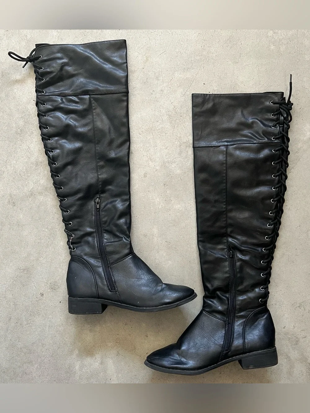 Women’s Black Lace-Up Over-the-Knee Riding Boots